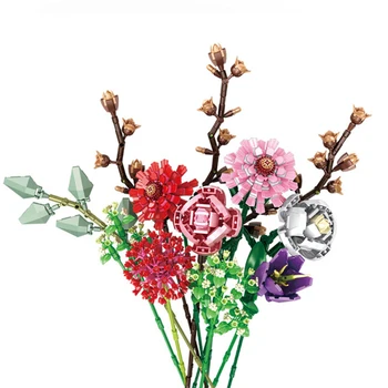 Barevné Phalaenopsis Váza Květiny, Kytice, Rostliny, Stavební Bloky, Hrnkové Květy Ozdoby Dekorace Model Cihly DIY Dítě Hračky