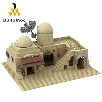 Buildmoc Hvězda Filmu Město Dům MOC-55496 Poušti Junk Store Pro Modulární Tatooine Stavební Bloky Architektury Hračky pro Děti Dárky