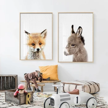 Dítě Zvířata Plakát Školky Wall Art Print Slon, Lev, Žirafa, Medvěd Malířské Plátno Nástěnné Obrázky Nordic Dítě, Děti Pokoj Dekor