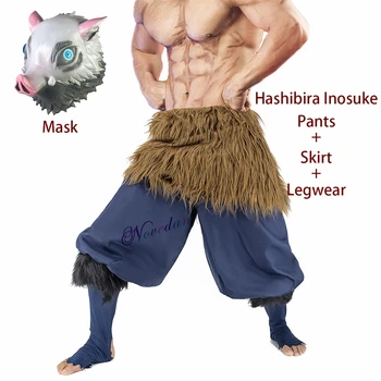 Hashibira Inosuke Cosplay Demon Slayer Kimetsu Č. Yaiba Cosplay Kostým Halloween Ženy Muži Kalhoty Vlněné Sukně Prase Oblečení