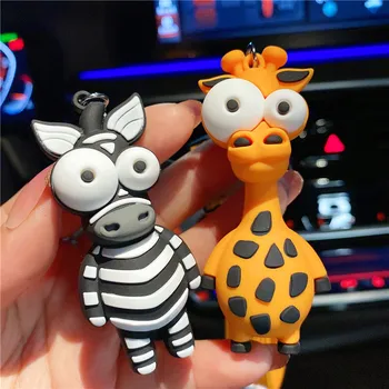 Japonské Anime Velké oči Zebra Žirafa přívěšek na Klíče Karikatura panenka Kreativní klíčenky ženy pytel přívěšek milenci příslušenství držák na klíče