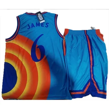 Kostým Space Jam JAMES 6# Film Tune Squad Basketbal Jersey Set Sportovní Vzduchový Slam Dunk Rukáv Košile Tričko Jednotné