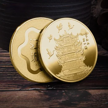 Kovový Odznak Malované Věž Žlutého Jeřába Pamětní Mince Malebné Místo zajímavosti Přizpůsobit Turistické Kolekce Suvenýr