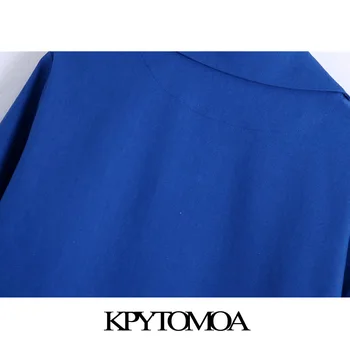 KPYTOMOA Ženy 2021 Módní Nadrozměrné Dvoulůžkový Breasted Sako Kabát Vintage Dlouhý Rukáv Klapka Kapsy Ženy Oblečení Elegantní Veste