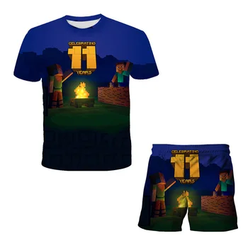 Letní Baby Girl Oblečení T-shirt + krátké kalhoty 4-14T Zábavná Hra, Sada Oblečení Pro Kluky Karikatura Ležérní Sportovní Oblečení pro Děti