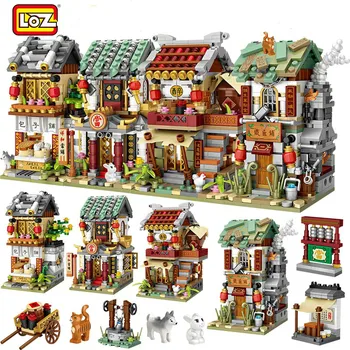 LOZ 2266pcs Mini Stavební Bloky Mini Ulice, Město, Čína, Ulice Čínské Tradice Architektury Model Cihly Vzdělávací Hračky