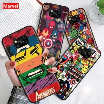Marvel Avengers Kreslené Logo Pro Xiaomi Poco C3 M3 M2 X3 NFC X2 F3 F2 F1 Mi Hrát Mix 3 A3 A2 Lite Pro TPU Silikonové Telefon Pouzdro
