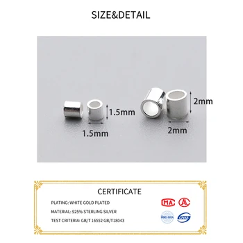 MEETSOFT Klasické 925 Sterling Silver 15pcs/mnoho 1,5 mm-2,0 mm Polohy korálky, Přívěsky DIY Ručně vyráběné Šperky Náhrdelník Příslušenství