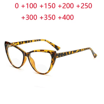 Moc 0 +100 +150 Až +400 Leopard Rám Kočičí Oko Dalekozrakost Brýle, Ženy, Muži Vintage Plus Stupeň Presbyopickém Brýle Seniory