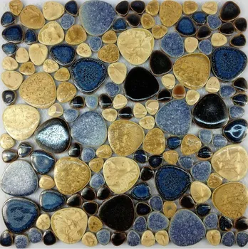 Modrá Béžová Porcelán Oblázkové Mozaiky Pro Kuchyň Backsplash PPMT058 Koupelna Sprchou Zdi Bazénu Podlahy, Keramické Dlaždice