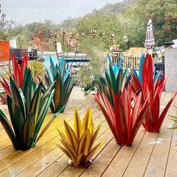 Módní Zahradní Dekorace Umělé Rostliny Agáve DIY Kovové Tequila Rustikální Socha Venkovní a Vnitřní Dvůr Umění Ornament Vícebarevná