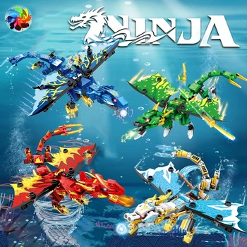 Ninja Moře Oceánu Dračí Rytíř Šermíř Model KAI, JAY, ZANE Figurky Stavební Bloky Děti, Hračky Cihly Dárek pro Děti Chlapci