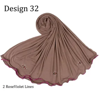 Nový Styl plain barva šál Nový Trend Arabské Dubaji Muslimské ženy měkké prodyšné jersey bavlna hidžábu šátek s kamenem D32