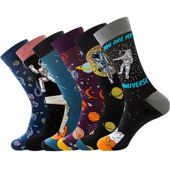 Nový Vesmír Řady Pánské Módní Trubka Střední Ponožky, Astronaut, Hvězda Sportovní Komfort Bavlny Ženy Ponožky