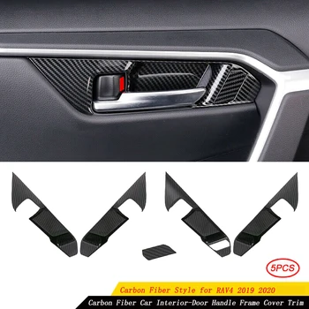 Pro Toyota RAV4 2019 2020 Uhlíkových Vláken Vozu Vnitřní kliky Dveří Mísy Kryt Panelu Trim Bezel Vnitřní Dekor