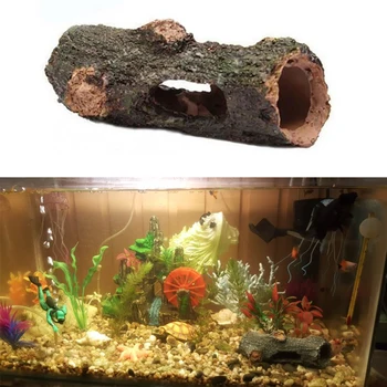 Pryskyřice Akvarijní Příslušenství A Kostrou Ornament Dutý Otvor Log Strom Tunel Jeskyně Fish Tank Dekorace Skrývá Jeskyně Pet Supplies