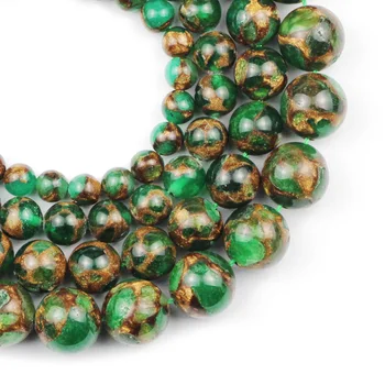 Přírodní Zelené Zlato Barevné Nepálu Kámen Distanční Volné Korálky Pro Moderní Výrobu Šperků DIY Náramek, Náhrdelník 6 8 10 12 MM