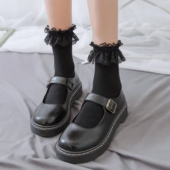 Roztomilé Dámské Ponožky pro Letní Nylon 1pár Japonském Stylu Střední Ponožky Krajka Mesh Tenké 2Colors