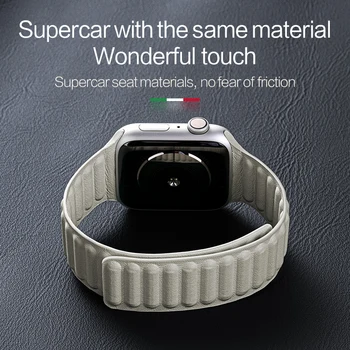 SanCore Pravé Kůže Odkaz Popruh Pro Apple Hodinky iWatch Série 6 5 4 3 Se Magnetické Smyčky náramek 44 mm 40 mm 42 mm 38 mm