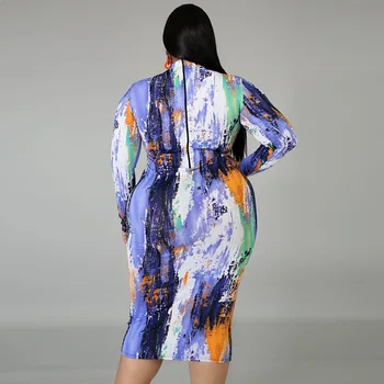 SCSTRONGER Plus Velikost Ženy Šaty Nové Tisk Hubená Plášť Dlouhý Rukáv 2021 Nové Ženy Oblečení Módní Ležérní Streetwear Žena