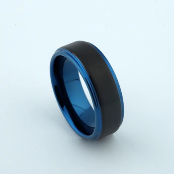 Tmavě Modré černý karbid wolframu prsten muži 8mm šperky Spojenectví svatební kapely prsteny pár muž