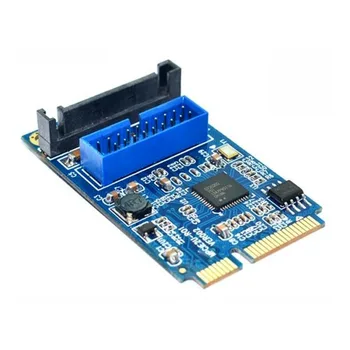 Základní deska Mini PCI Express Dual USB 3.0 19-pin Rozšiřující Karta Adaptéru PCI-E 2 porty USB 3.0 SATA Adaptér XXM