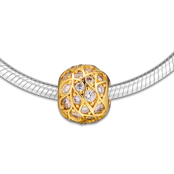 Šumivé Vzor Zlatý Lesk Korálky Stříbro 925 Originální Přívěsky, Náramky, Šperky Připravit Kámen Stříbrné Korálky pro Výrobu Šperků