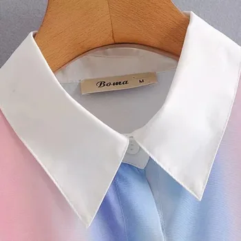 Ženy 2021 Módní Tie-Barvené Elegantní Halenky Vintage Klopový Límec Dlouhé Rukávy Na Manžetové Ženské Košile, Elegantní Topy