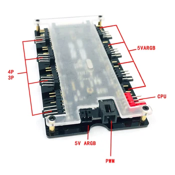 1 až 8 Ventilátorů Multi-port SATA Rozbočovač Napájení 12V 4-Pin PWM ARGB Adresovatelné Distributor Pro PC LED Světlo, Chladič Ovládání Adaptér