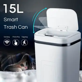 15L Inteligentní Automatické Bezdotykové Koše Inteligentní Čidlo Pohybu Popelnice Elektrický odpadkový Koš Domácí Odpadky Mohou Kuchyňský Odpad