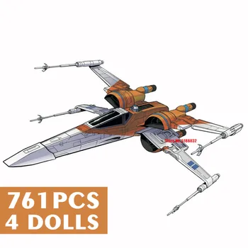 748PCS 4 PANENKY Star Space Wars Poe Dameron je X-wing Tie fighter Aircraft Fighter Fit 75102 Stavební Bloky, Cihly Hračky Dítě Dárek