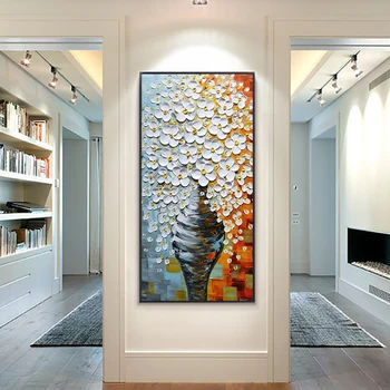 Abstraktní 3D Bílý Květ Malířské Plátno Umění Zdi Plakáty A Tisky, Abstraktní Zdi, umělecká Díla Obrázky Pro Obývací Pokoj Dekor