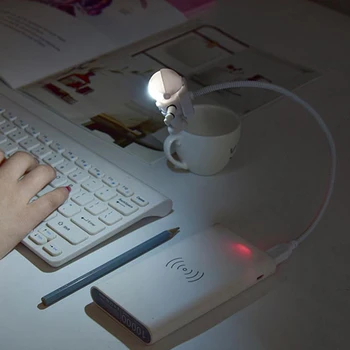 Astronaut Nachtlicht Flexibilní LED Lesen Lampe Berriz Mini USB Rohre Raumfahrer Notebook PC Tastatur Notebook Tisch Schreibtisch