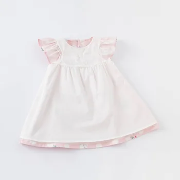 DB16863 dave bella letní holčička je roztomilý luk tečky květinové tisk šaty děti módní party šaty děti, kojence lolita oblečení