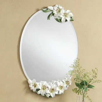 Doprava zdarma Evropský design,Lilie nástěnné zrcadlo,ušlechtilý a elegantní,dekorace pro svatební pokoj, Bílá/Růžová