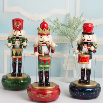 Dřevěný Louskáček Voják Doll Music Box, Děti, Hračky Ruční Práce Domácí Stolní Dekorace Vánoční Vánoce