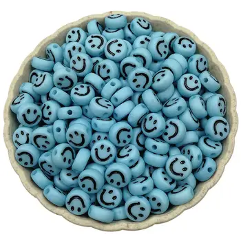 Hot 100KS/sáček Candy Barva Akryl DIY Kolo Roztomilé Usmívající se tvář korálky S Otvorem Zjištění Korálky Pro Výrobu Šperků