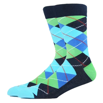 Legrační Muži Ponožky Gentleman Vysoce Kvalitní Barevné Puzzle Diamond Geometrické šťastné Ponožky Business Party Šaty Bavlněné Ponožky pro Muže