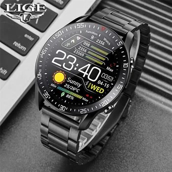 LIGE Nové Chytré hodinky, Muži Plné dotykové Obrazovky, Sportovní Fitness hodinky IP68 vodotěsný Bluetooth Vhodné Pro Android, ios Chytrý hodinky