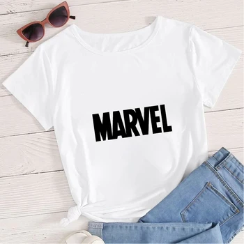Marvel Film T Shirt Ženy Módní Dopis Tištěné Superhrdina Design Tee shirt Femme Základní Desky Bílé O-neck Francie Vetement