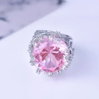 MENGYI Luxusní Vintage Velký Růžový Zirkon 9 2 5 Barvy Prsten Pro Ženy Módní Zásnubní Prsten Šperky Dárky