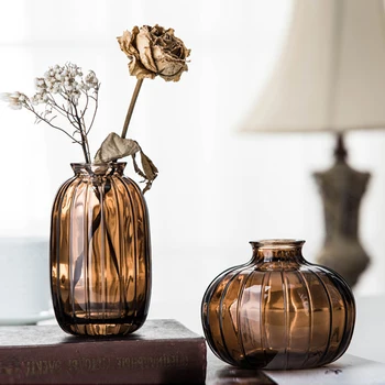 Mini Skleněné Vázy Pro Dekoraci Malý Obývací Pokoj Dekor Estetické Moderní Transparentní Hydroponické Květinové Vázy, Bytové Dekorace