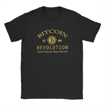 Muži T-Košile Bitcoin Revoluce Kryptoměna Ležérní Bavlněný Trička Krátký Rukáv T Košile Kolem Krku Topy Dárek