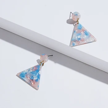 Módní Vícebarevná Geometrické Houpat Náušnice Trojúhelník Korejský Styl Akrylové Pryskyřice Prohlášení Náušnice Dámské Šperky Dárky 2019