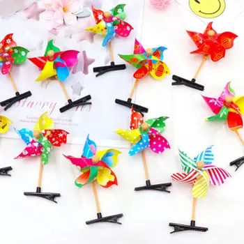 Nové 1ks Dítě Dívky 3D větrný Mlýn Mini Boční Vlasy Klip, Barevné Rainbow Duckbill Vlásenka Plastové Narozeninovou Párty Dárek Barrettes Rand