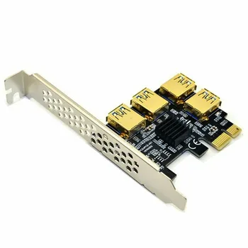 Nové 4 Porty, PCIe Riser Adaptér Deska PCI-E 1x až 4 USB 3.0 PCI-E Drážka Násobič GPU Miner Kartu pro BTC Mining
