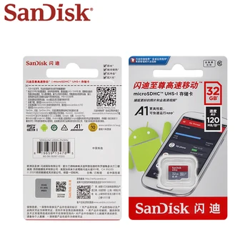 Nové Originální SanDisk Ultra Micro SD Karta Třídy 10 TF Karta 32GB 64GB Až 120 mb/s A1 Paměťové Karty pro Samrtphone Stolní PC