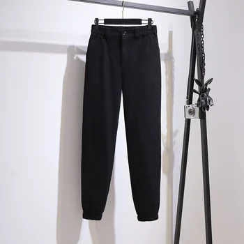 Nový 2020 Dámy Podzim Zima Plus Velikost Dlouhé Jogger Kalhoty Pro Ženy Velký Ležérní Volné Bavlněné Černé Kalhoty 3XL 4XL 5XL 6XL 7XL