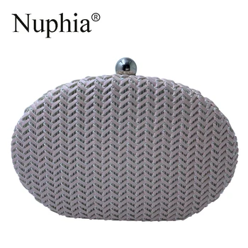 NUPHIA Oválný Tvar Pletení Box Případě Strany Spojky a Večerní Tašky pro Dámské Růžová Bílá Drop Shipping