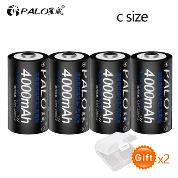 PALO 4ks typ C velikost dobíjecí baterie 1.2 V NI-MH 4000mAh baterie